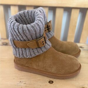 UGG Tan Boots with Gray Knit Cuff